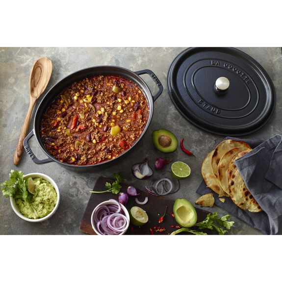 Staub Qt Oval Dutch Oven Staub Cast Iron Black Matte Oval Cocotte,