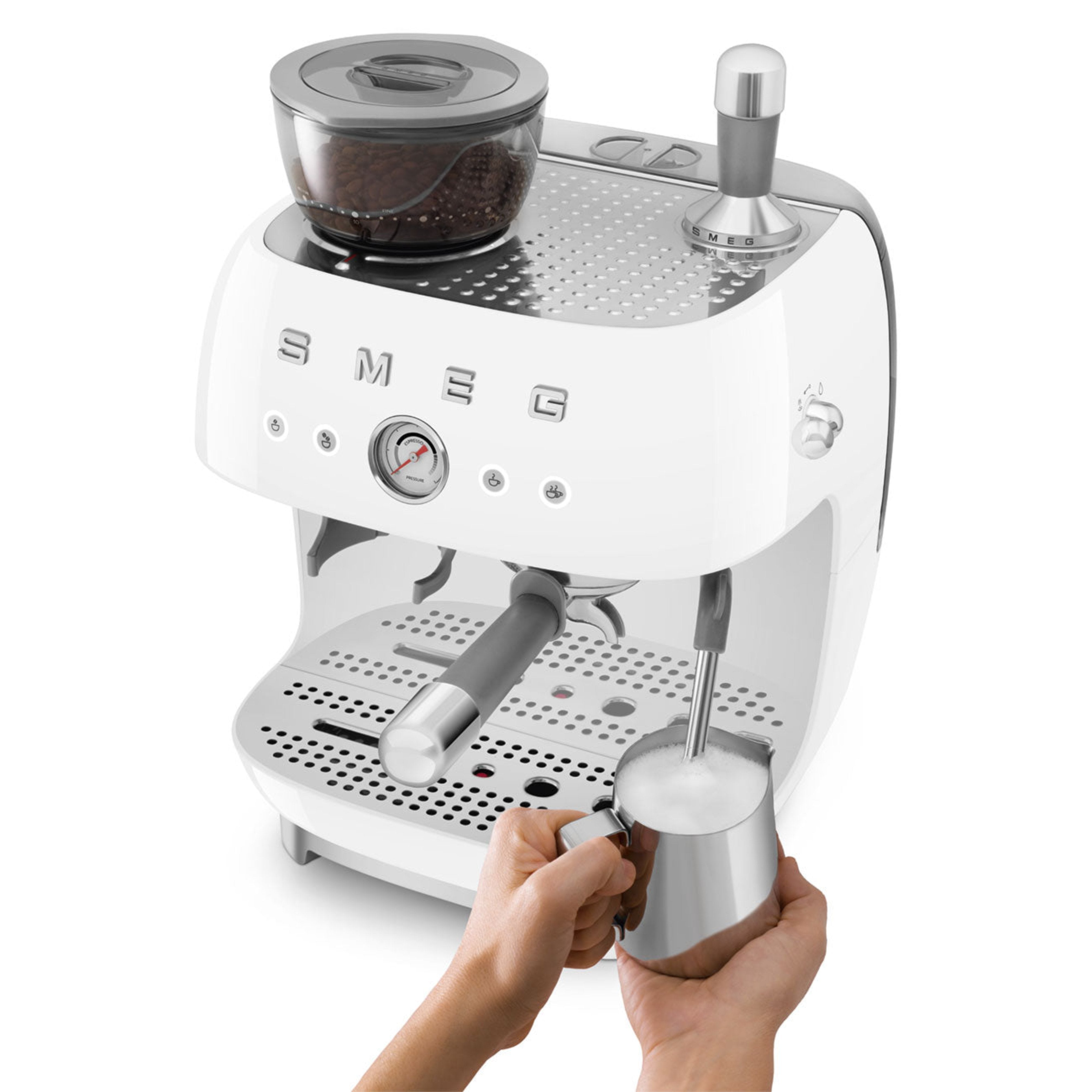 Smeg Retro-Style White Espresso Manual Coffee Machine