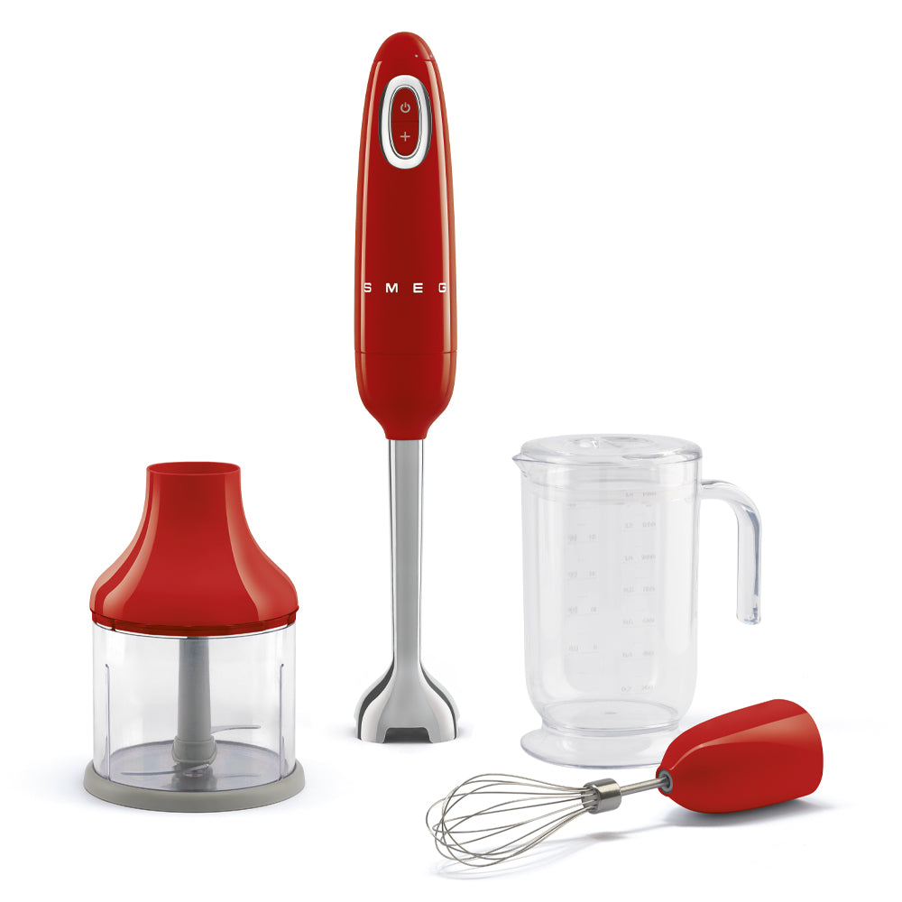 Smeg Tritan Renew Red Hand Blender w/ Accessories