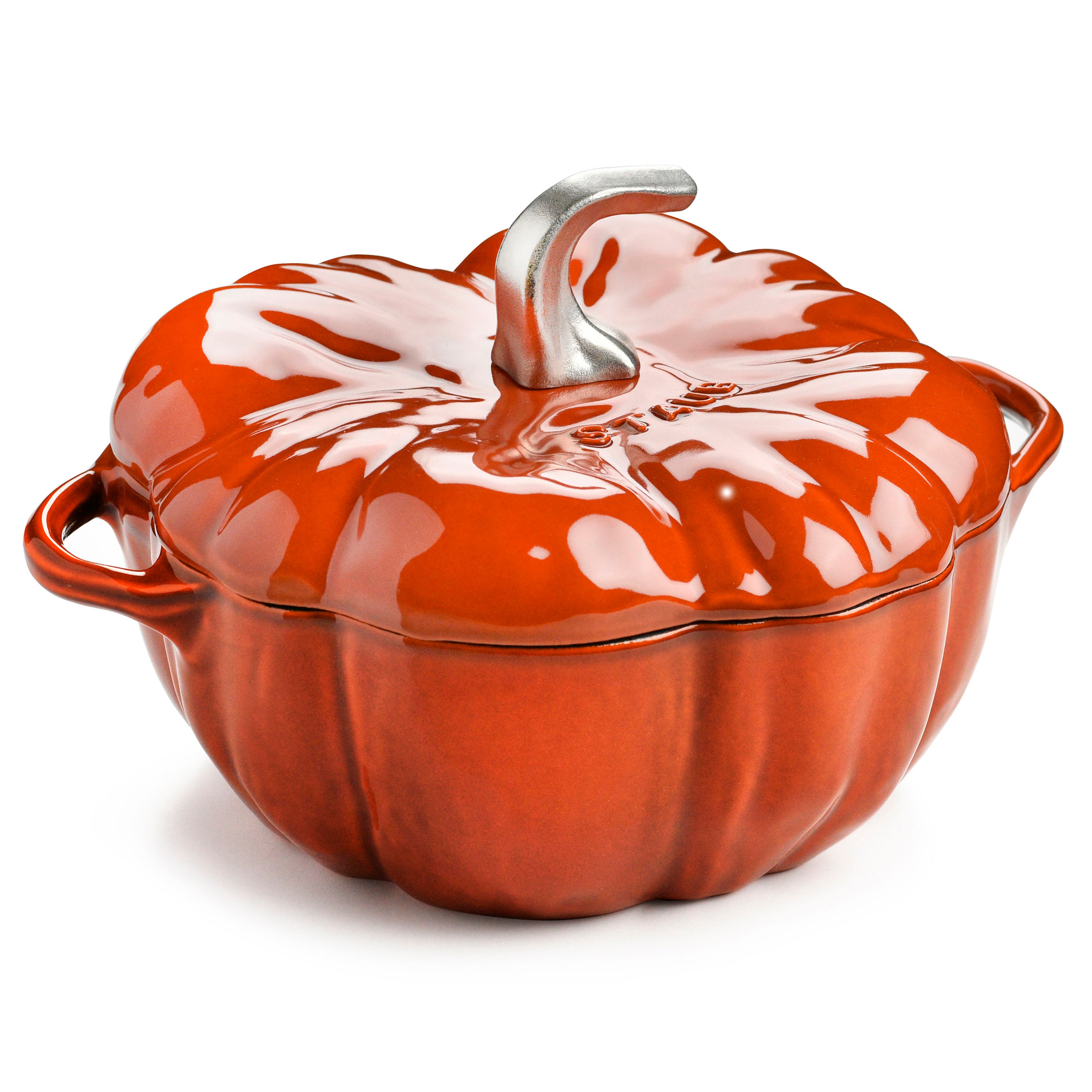 Staub Cast Iron Burnt Orange Pumpkin Cocotte with Stainless Steel Knob, 3.5-Quart