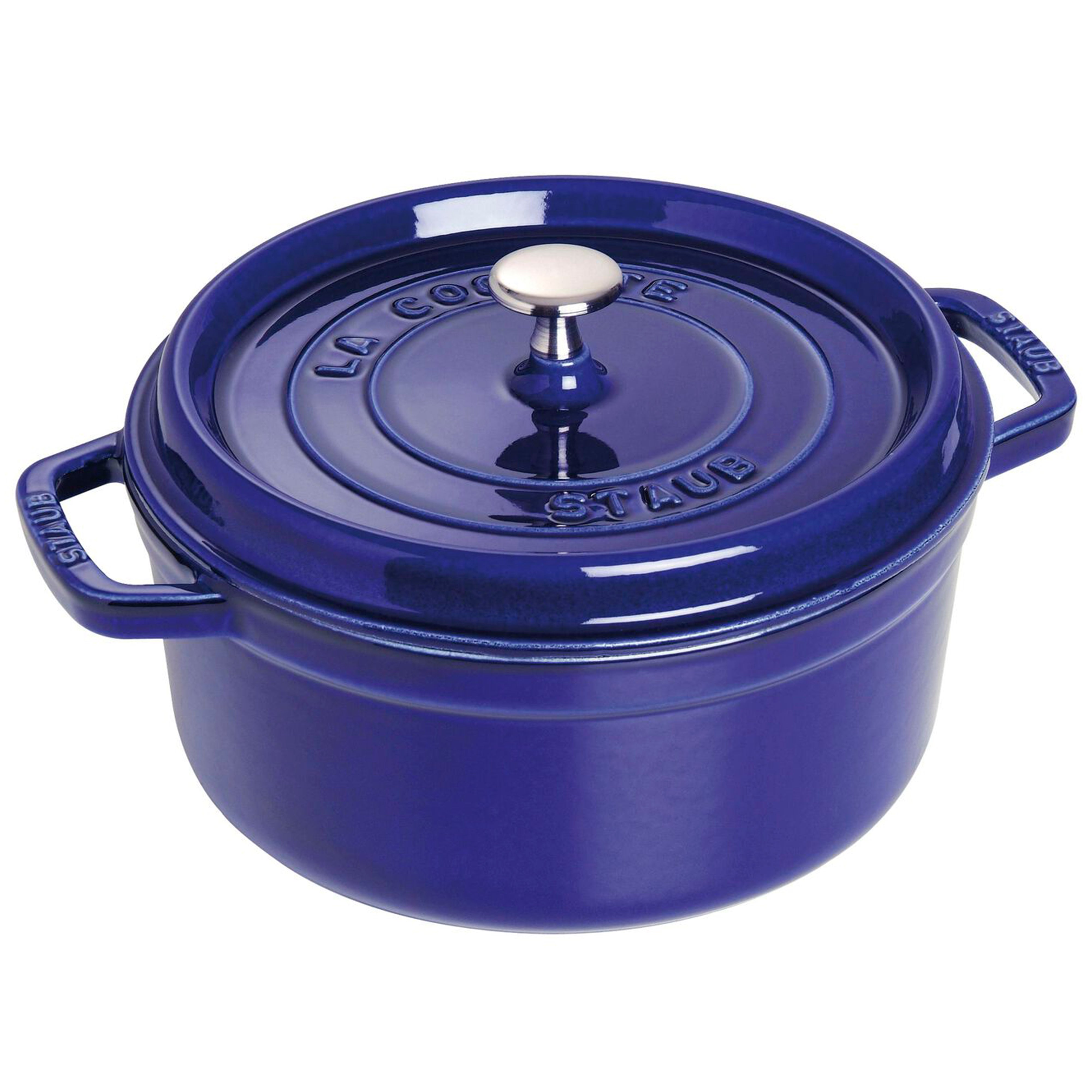 Staub Cast Iron Dark Blue Round Cocotte 4-Quart