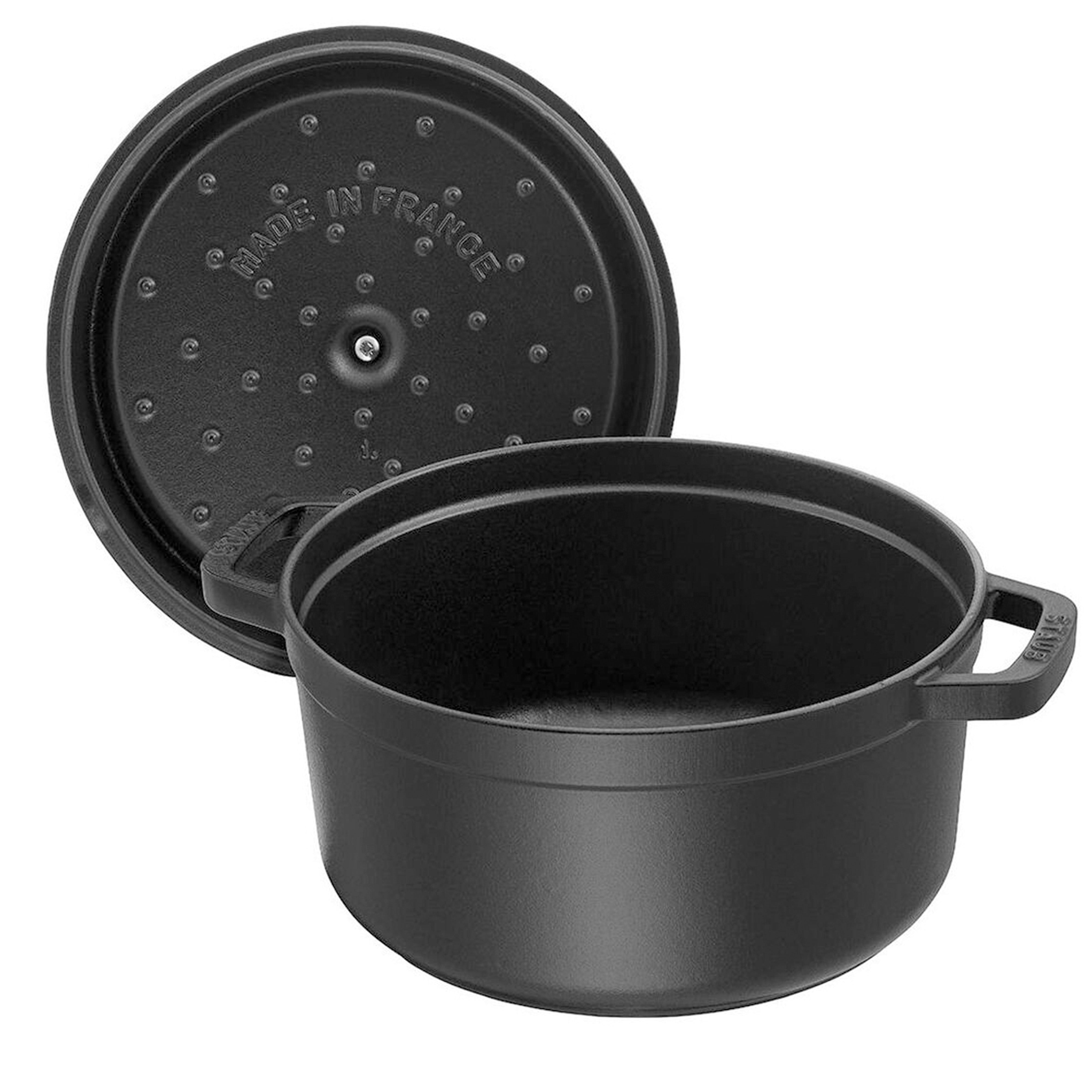 Staub Cast Iron 3-Piece Matte Black Cocotte and Fry Pan Set