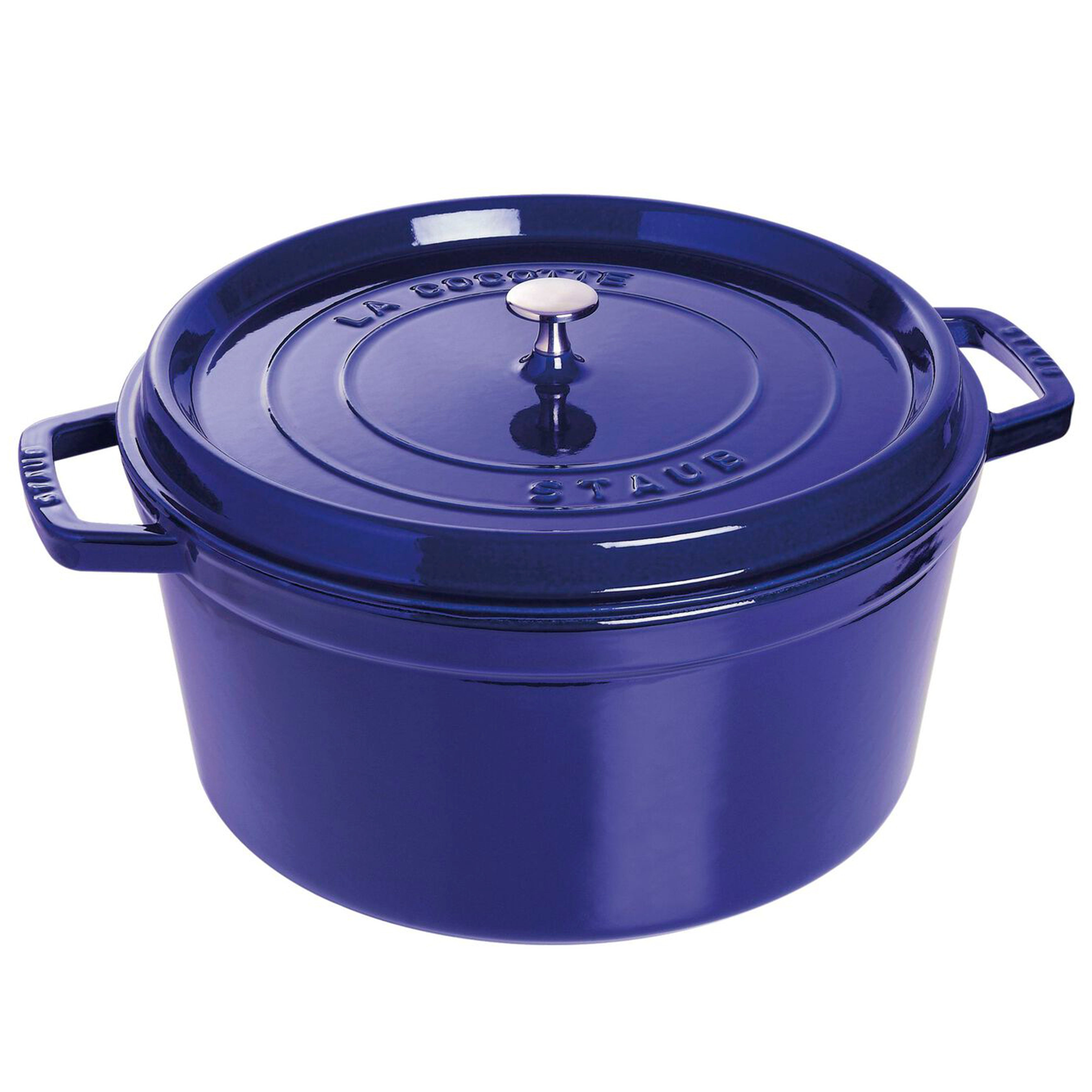 Staub Cast Iron Dark Blue Round Cocotte, 13.25-Quart