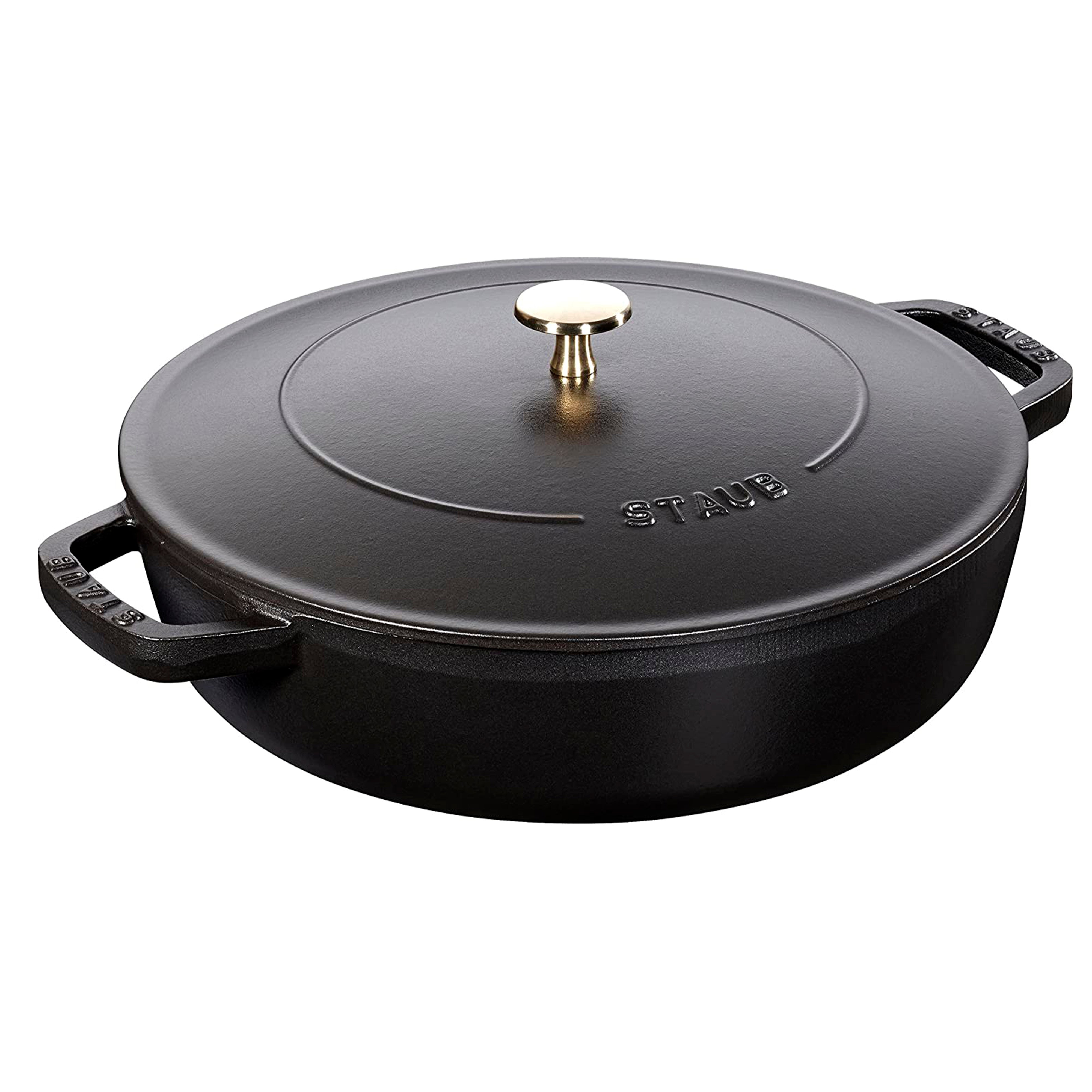 Staub Cast Iron Black Round Braiser, 3.7-Quart