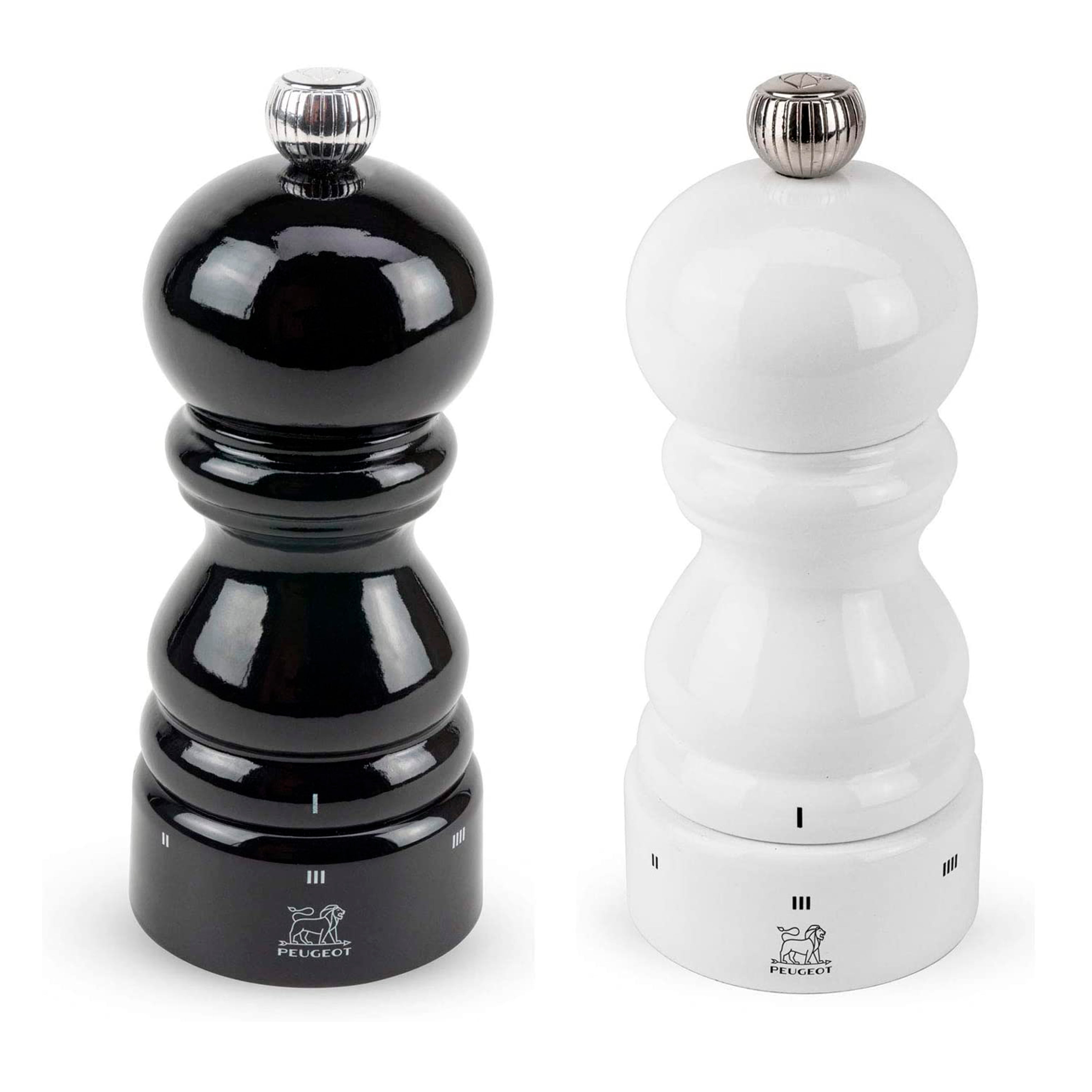 Peugeot Paris U'Select Wood Salt and Pepper Mill Black and White Lacquered, 4.7-Inches