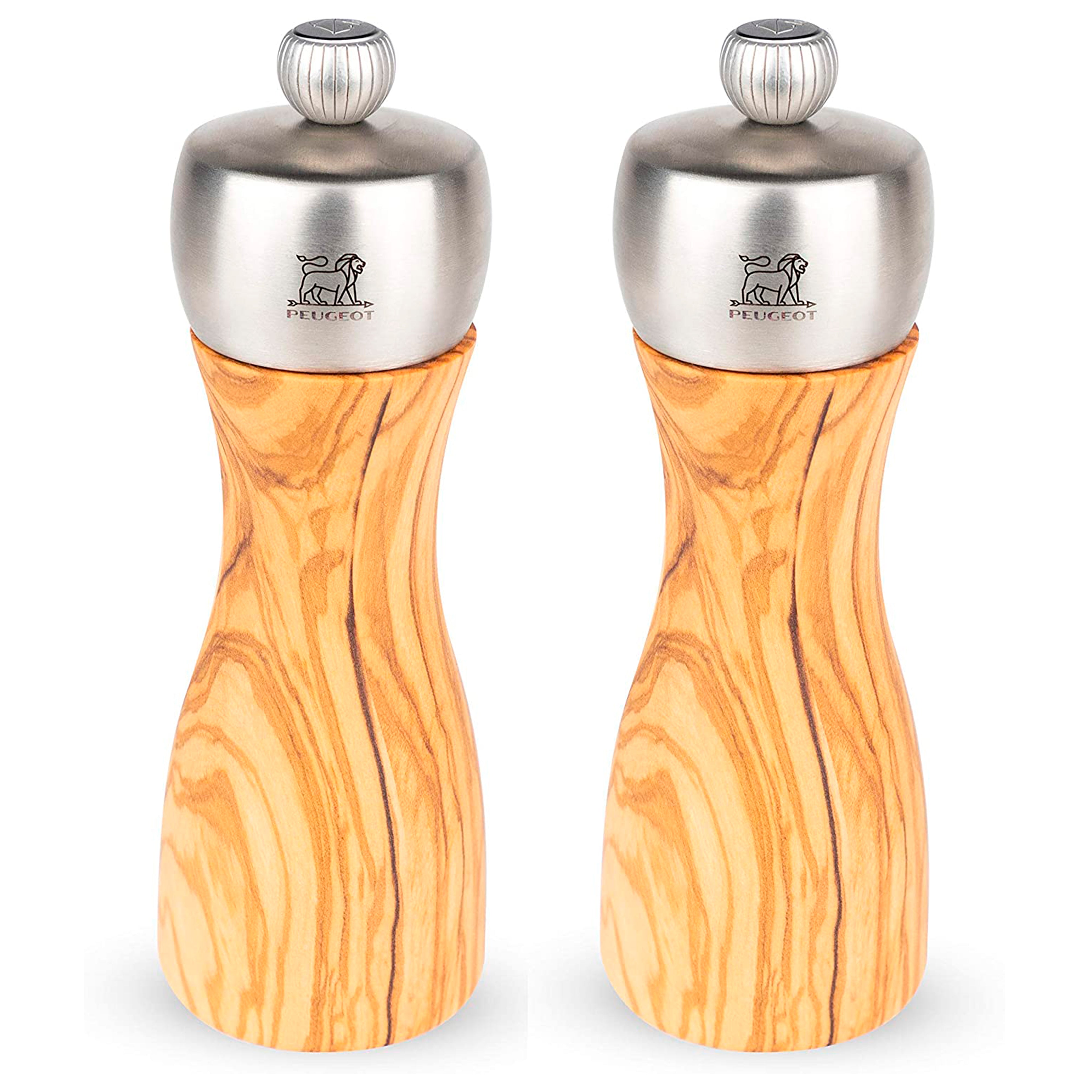 Peugeot Fidji Olive Wood Salt and Pepper Mill Set, 6-Inches