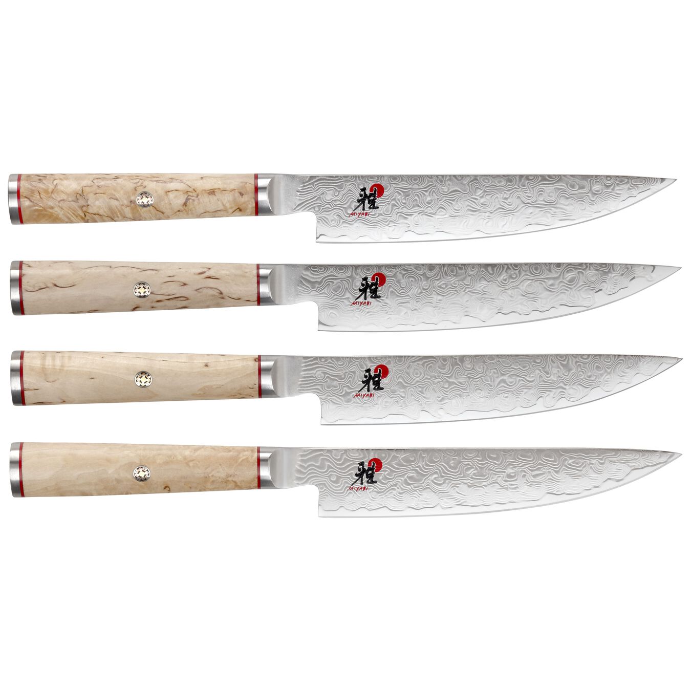 Miyabi Birchwood SG2 5000MCD Stainless Steel Steak Knife Set, 4-Piece - LaCuisineStore