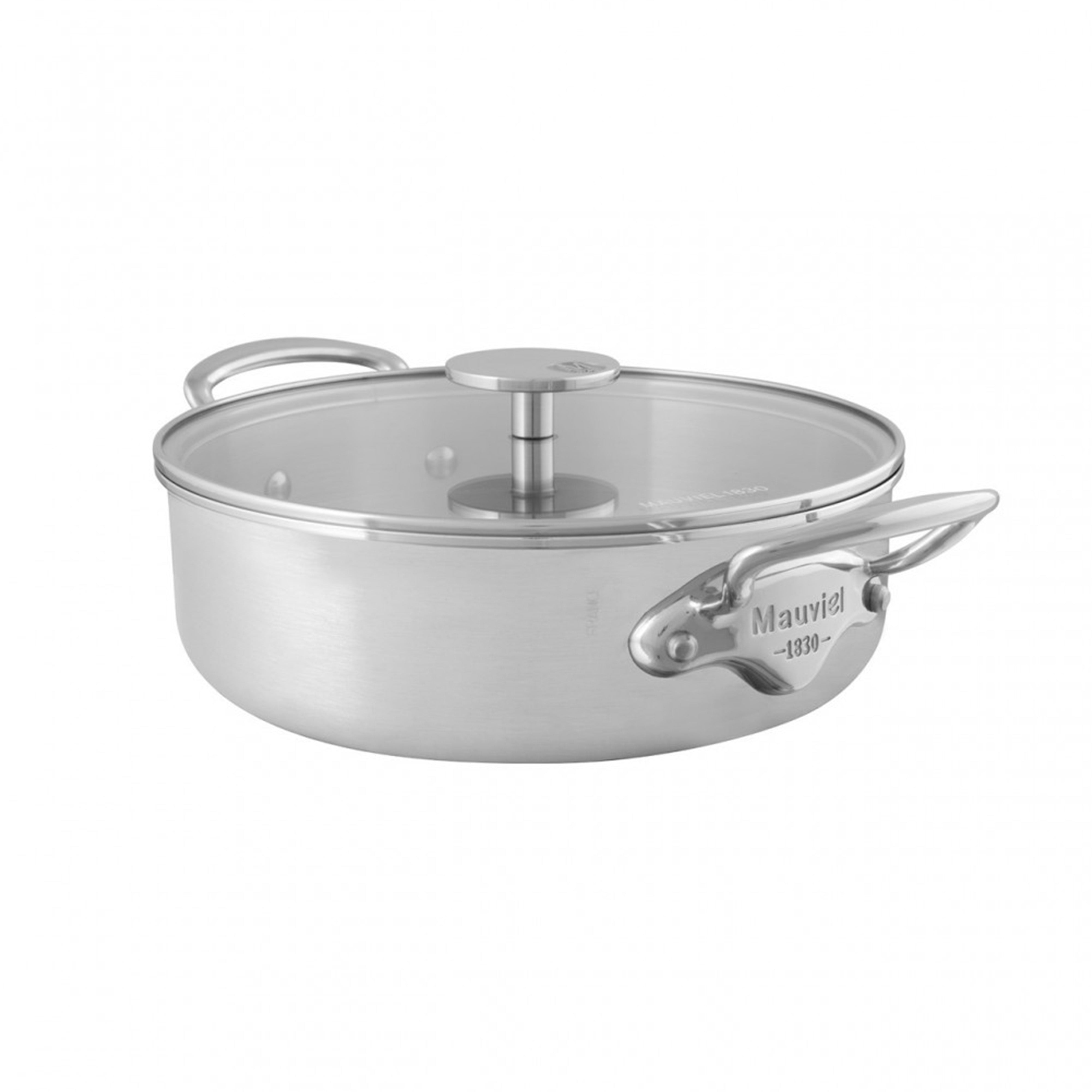 Mauviel M'Cook Stainless Steel Rondeau With Glass Lid, 3.2-Quart