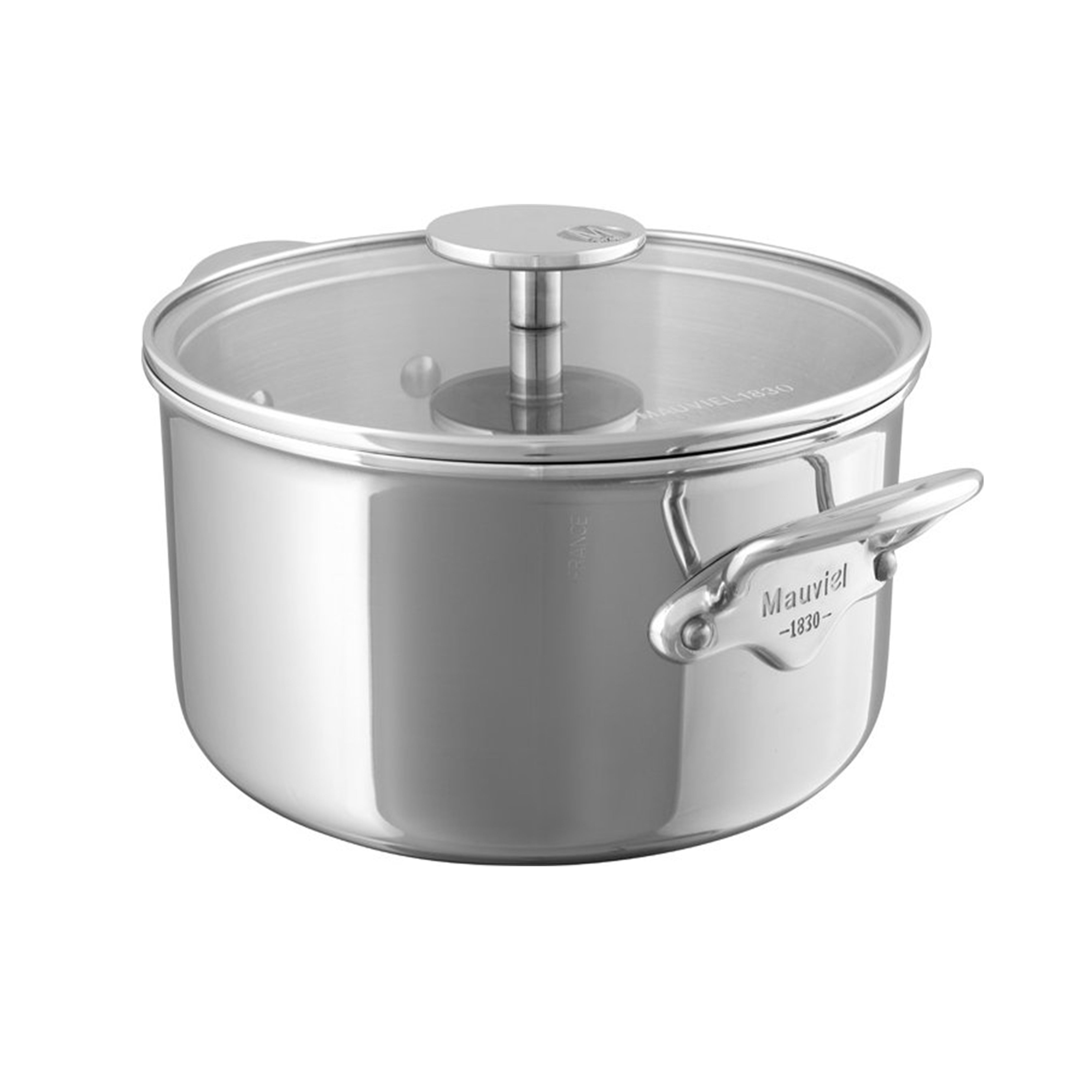 Mauviel M'Cook Stainless Steel Cocotte With Glass Lid, 3.4-Quart