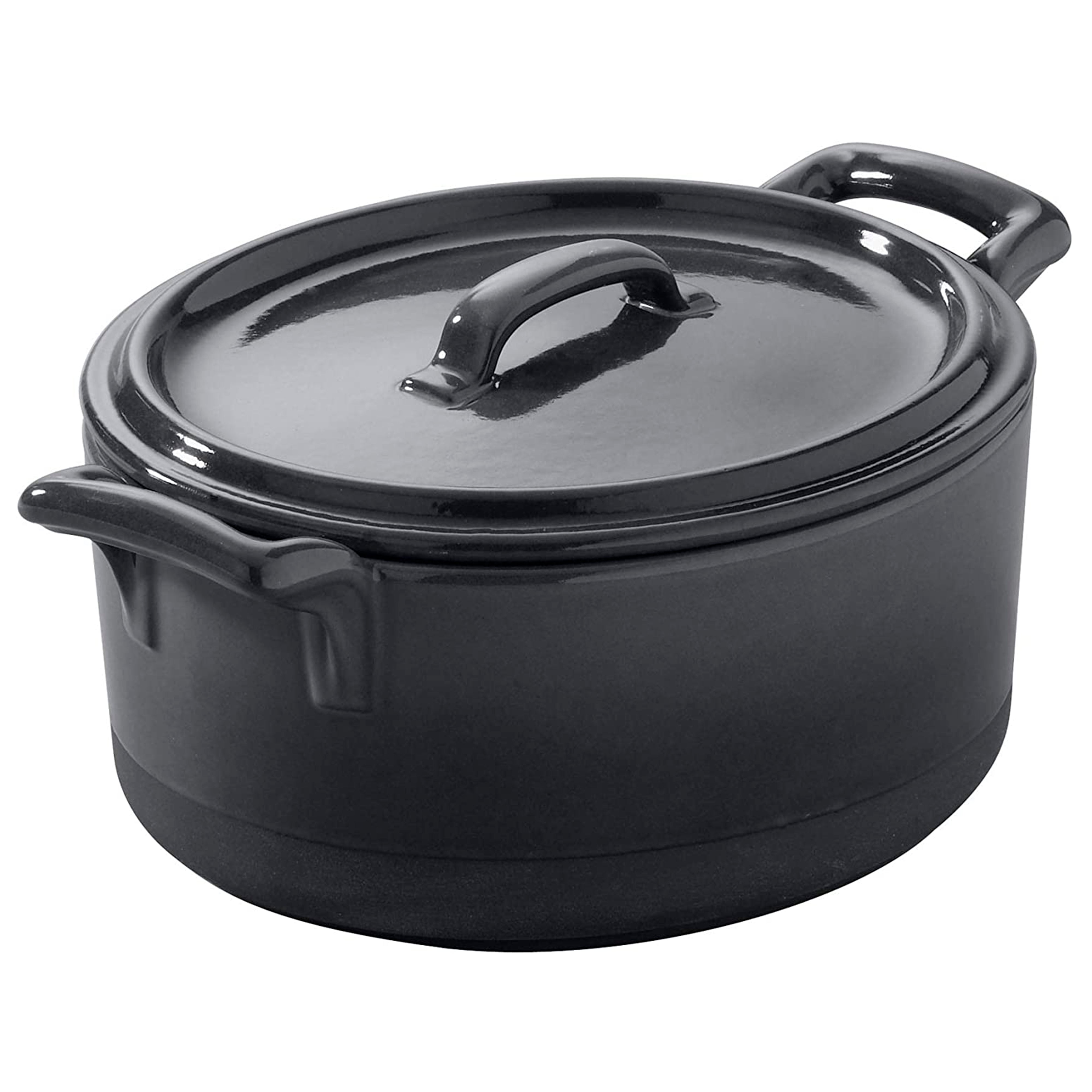 Revol Eclipse Belle Cuisine Porcelain Oval Cocotte with Lid Slate, 15.7-Oz