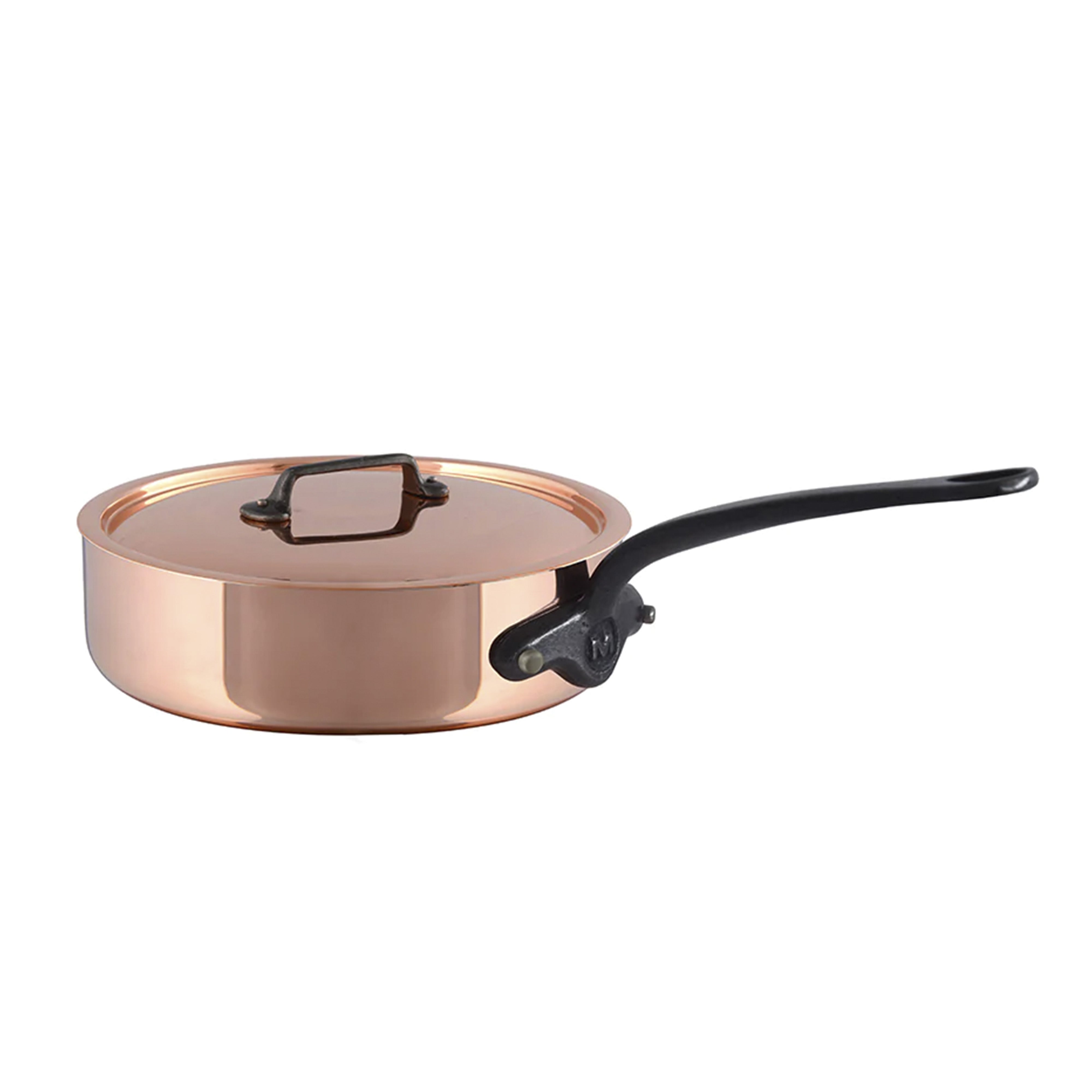 Mauviel M'150ci Copper Saute pan with Cast Iron Handle & Lid, 3.46-Quart