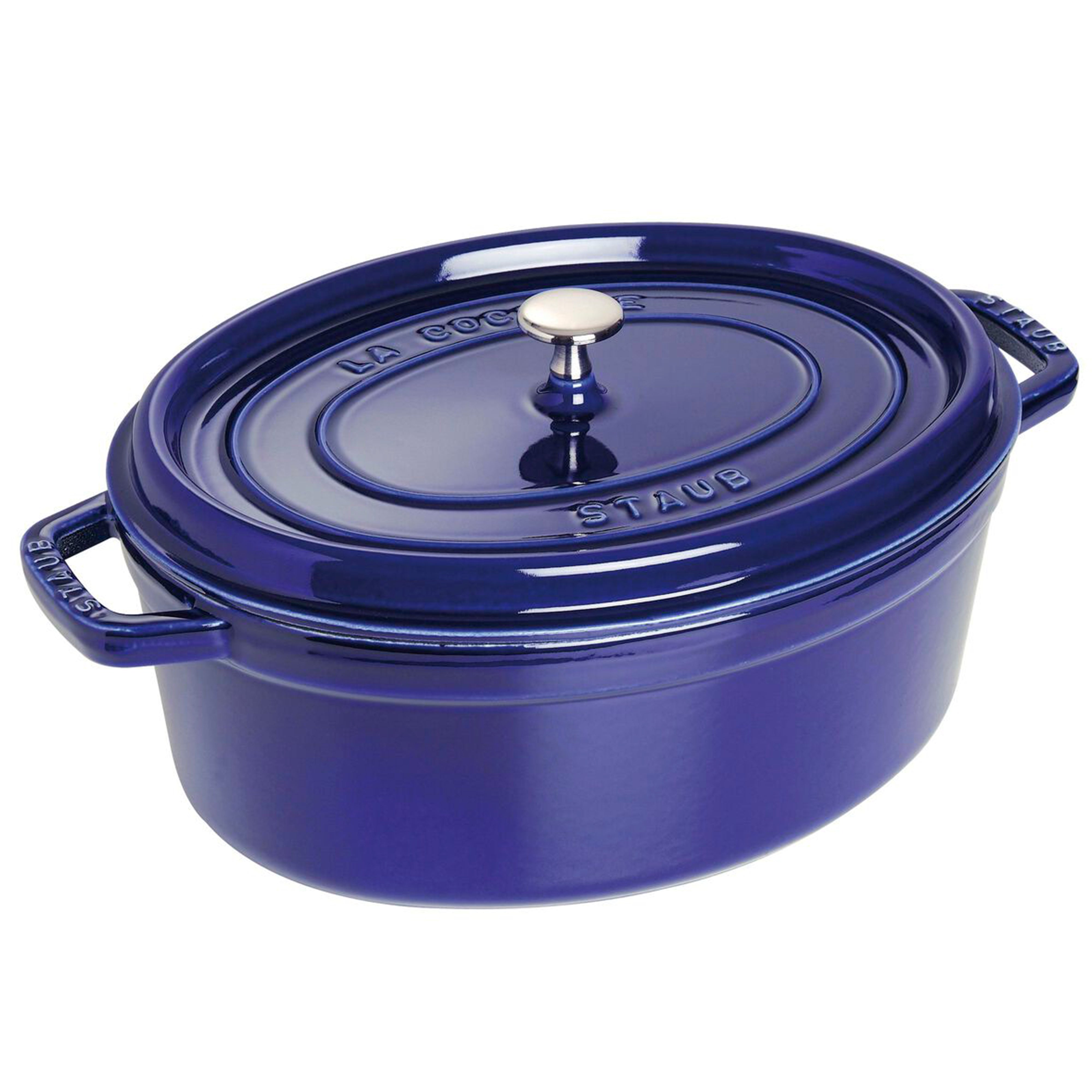 Staub Cast Iron Dark Blue Oval Cocotte, 7-Quart