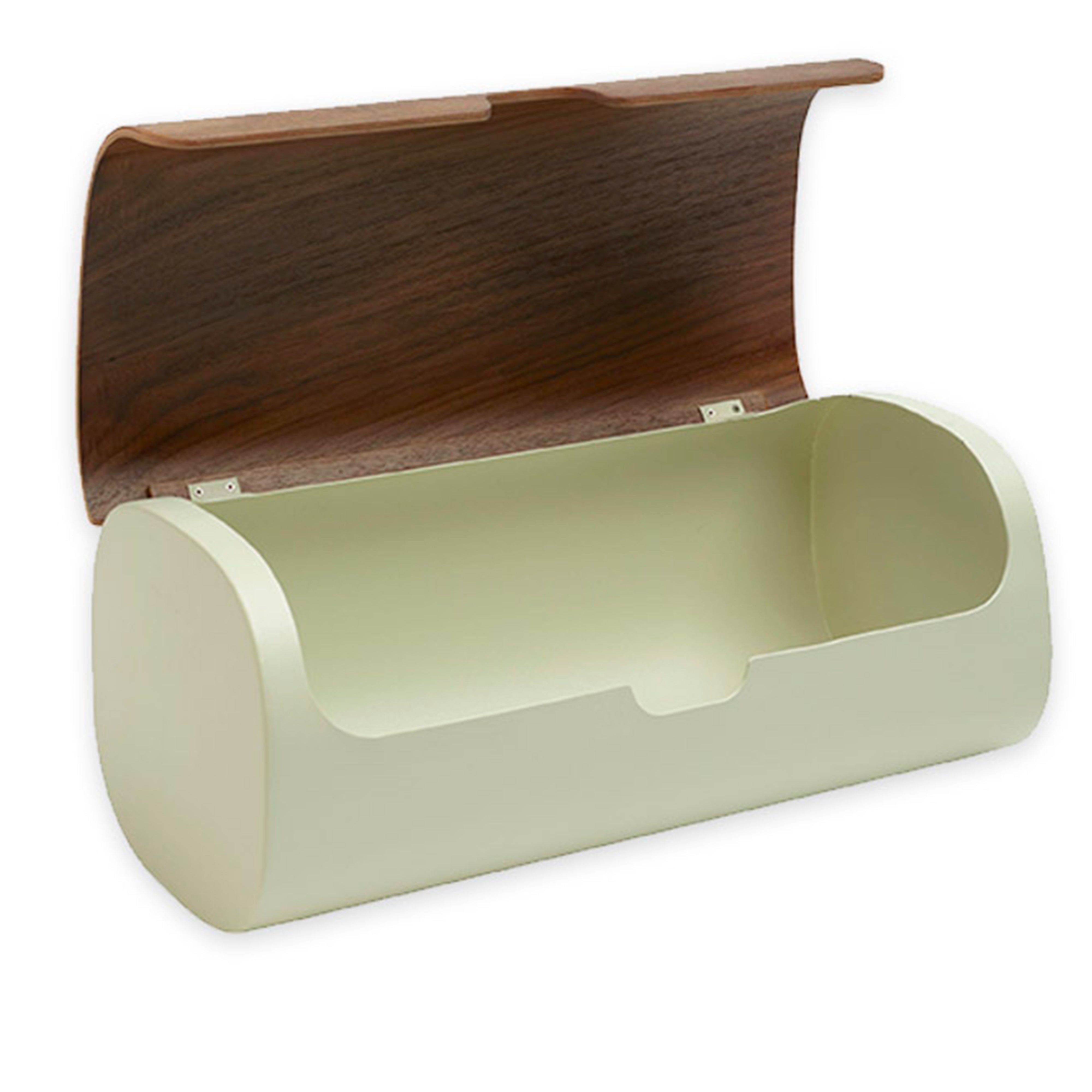 Legnoart Clibano Metal Bread Box with Smooth Shaped Closure Walnut Lid