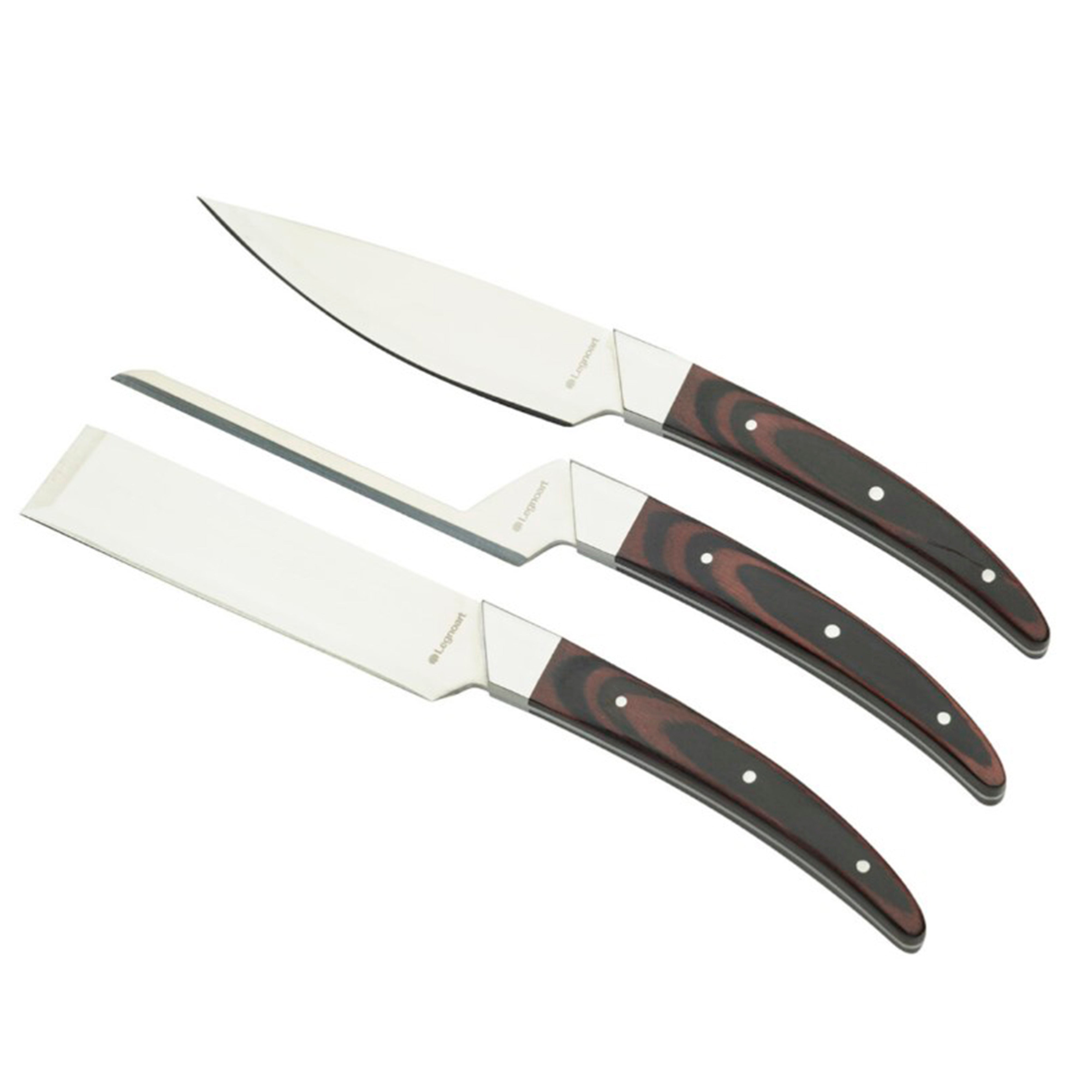 Legnoart Caseus 3 Piece Cheese Knife Set with Dark Wood Handle