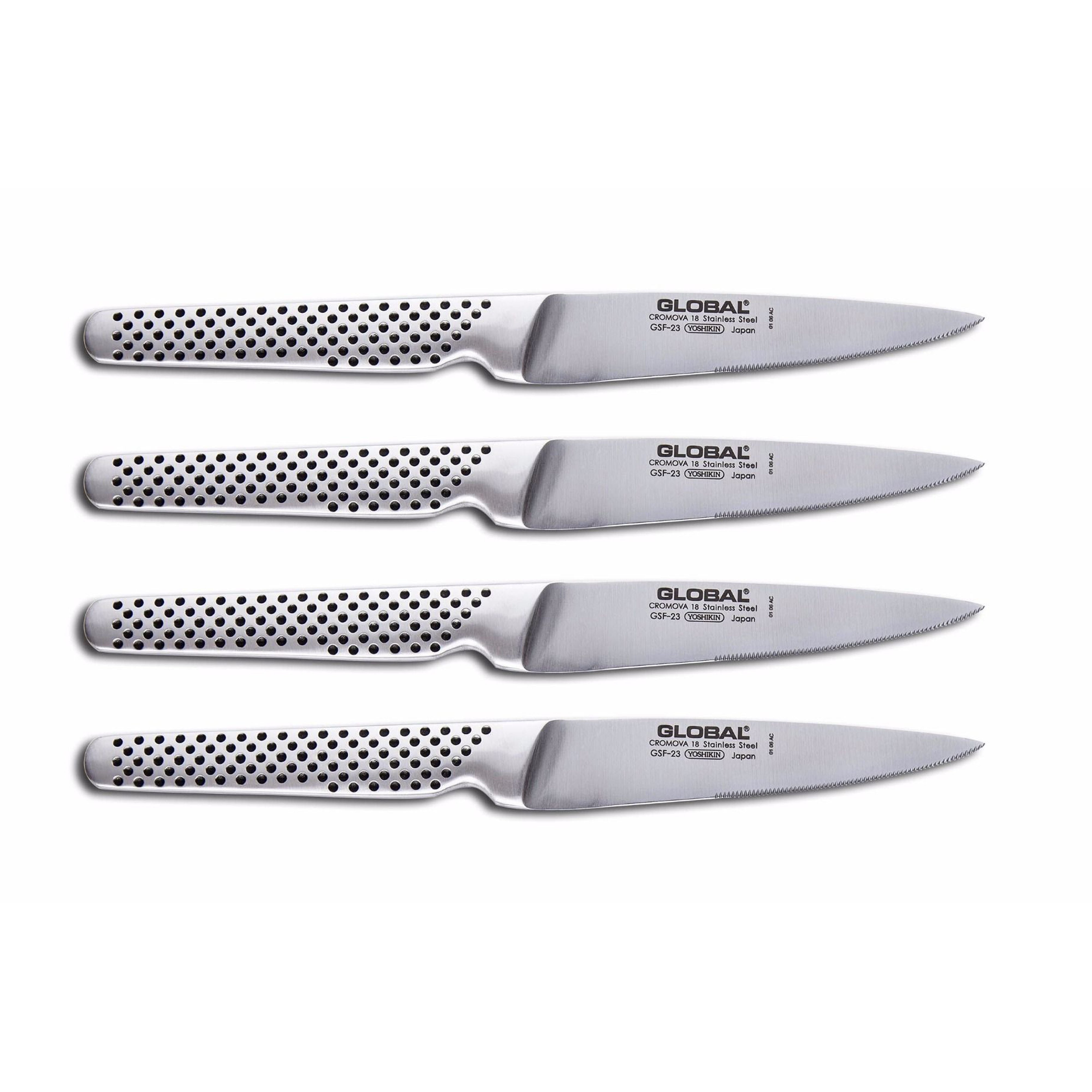 Global Classic Stainless Steel Steak Knife Set, 4-Piece - LaCuisineStore