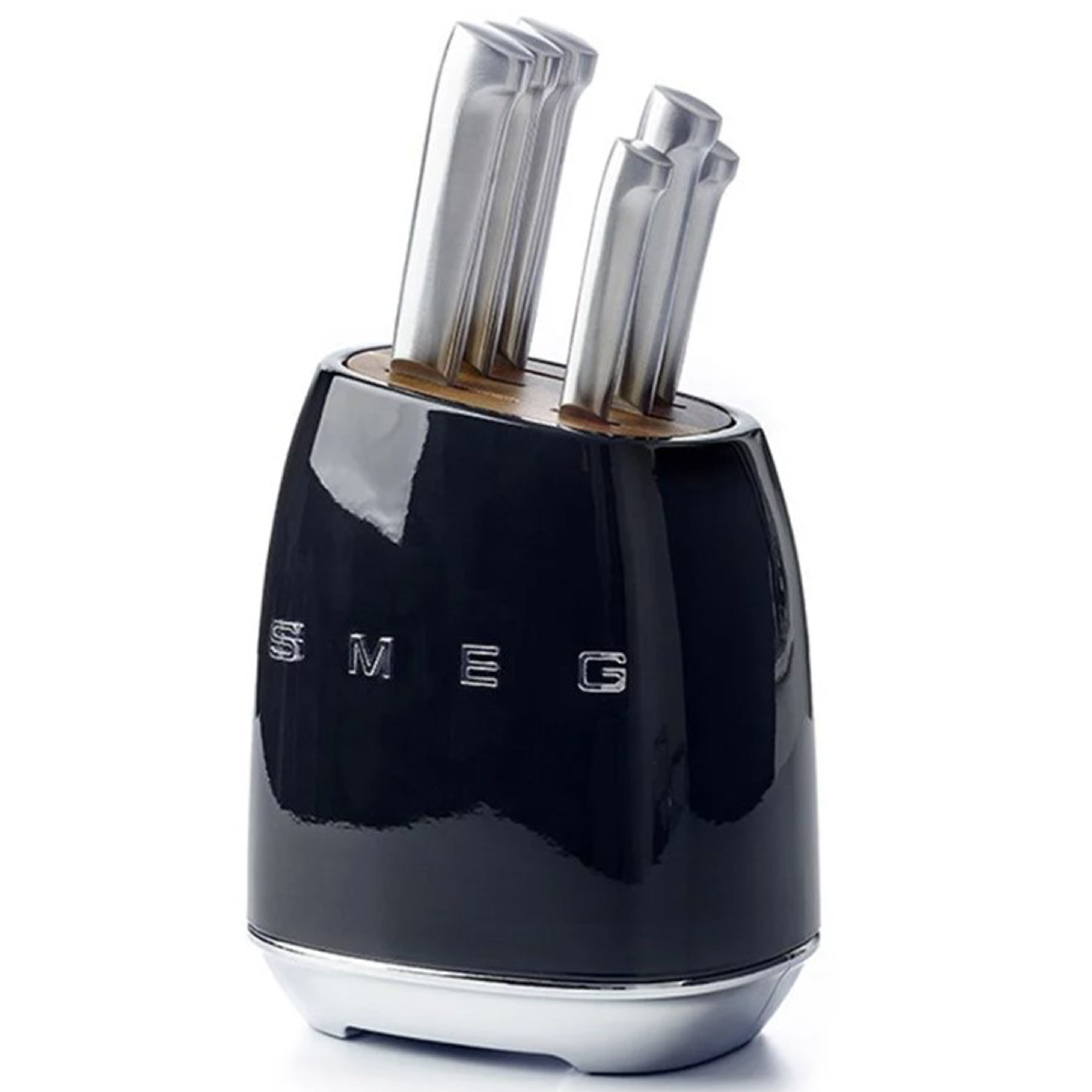 Smeg Stainless Steel 7-Piece Black Knife Block Set