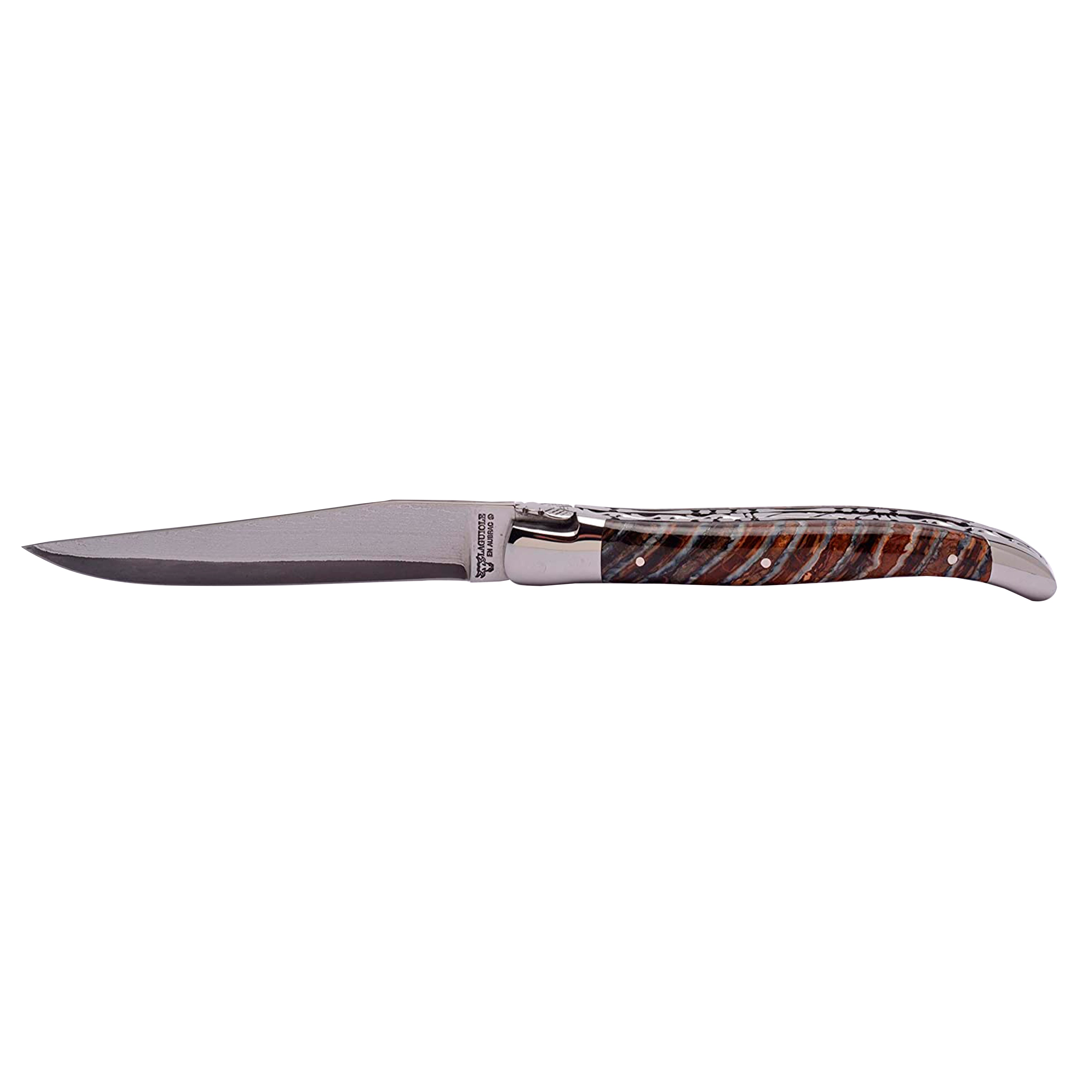 Laguiole en Aubrac Folding Knife with Light Brown Mollar Handle, 4.8-Inches