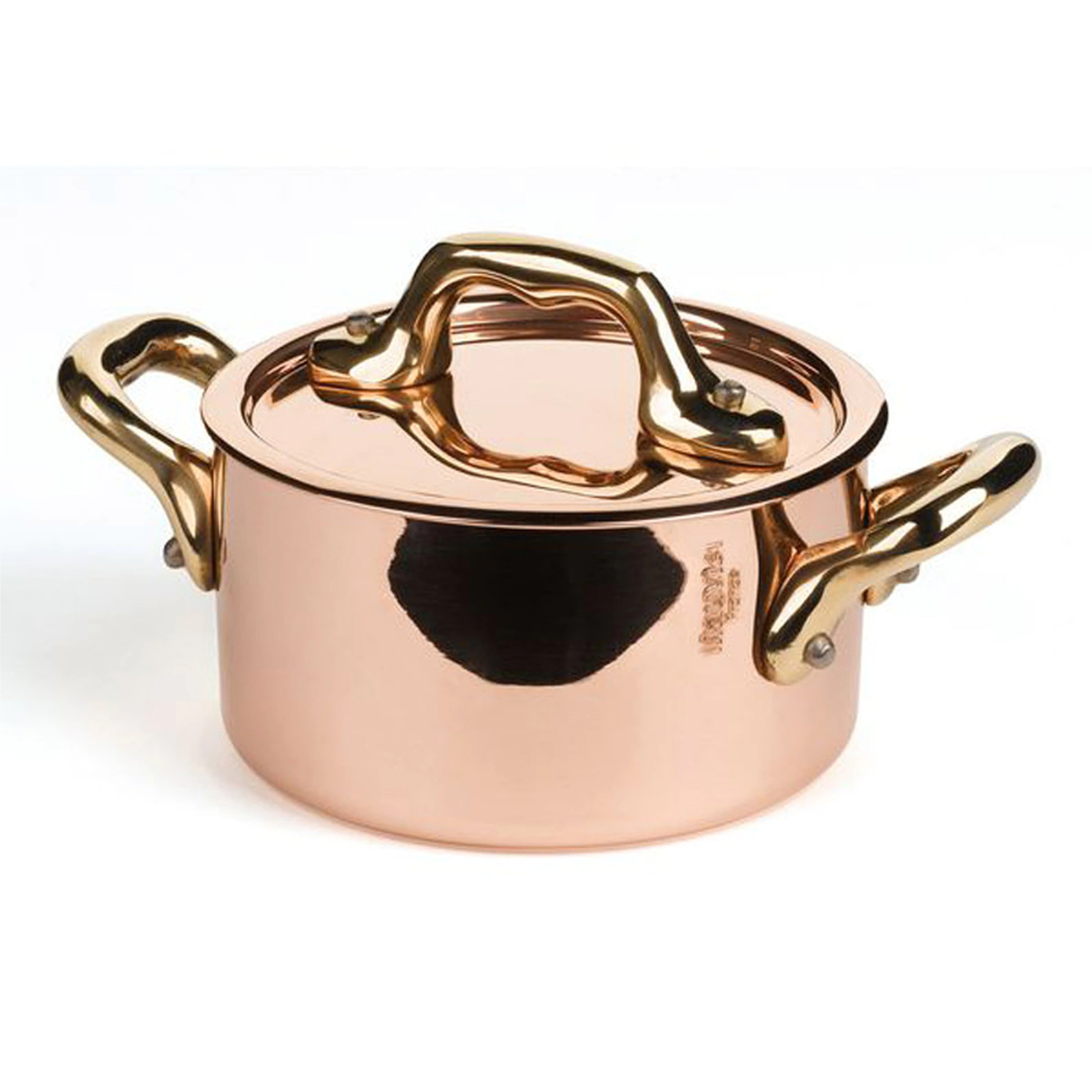 Mauviel M'Mini Copper Cocotte With Bronze Handles & Copper Lid, 0.4-Quart