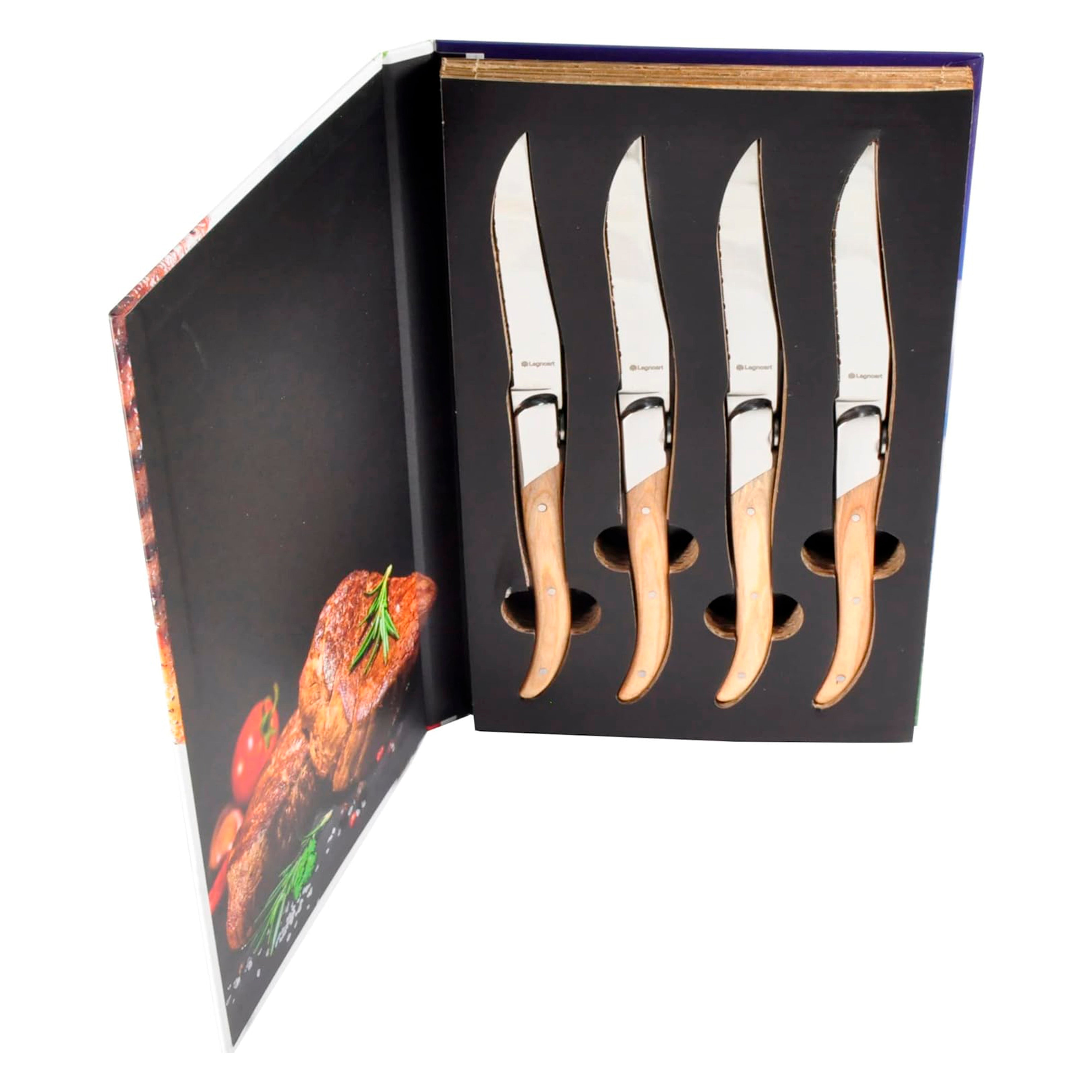 Legnoart Sirloin 4-Piece Steak Knife Set with Light Wood Handle