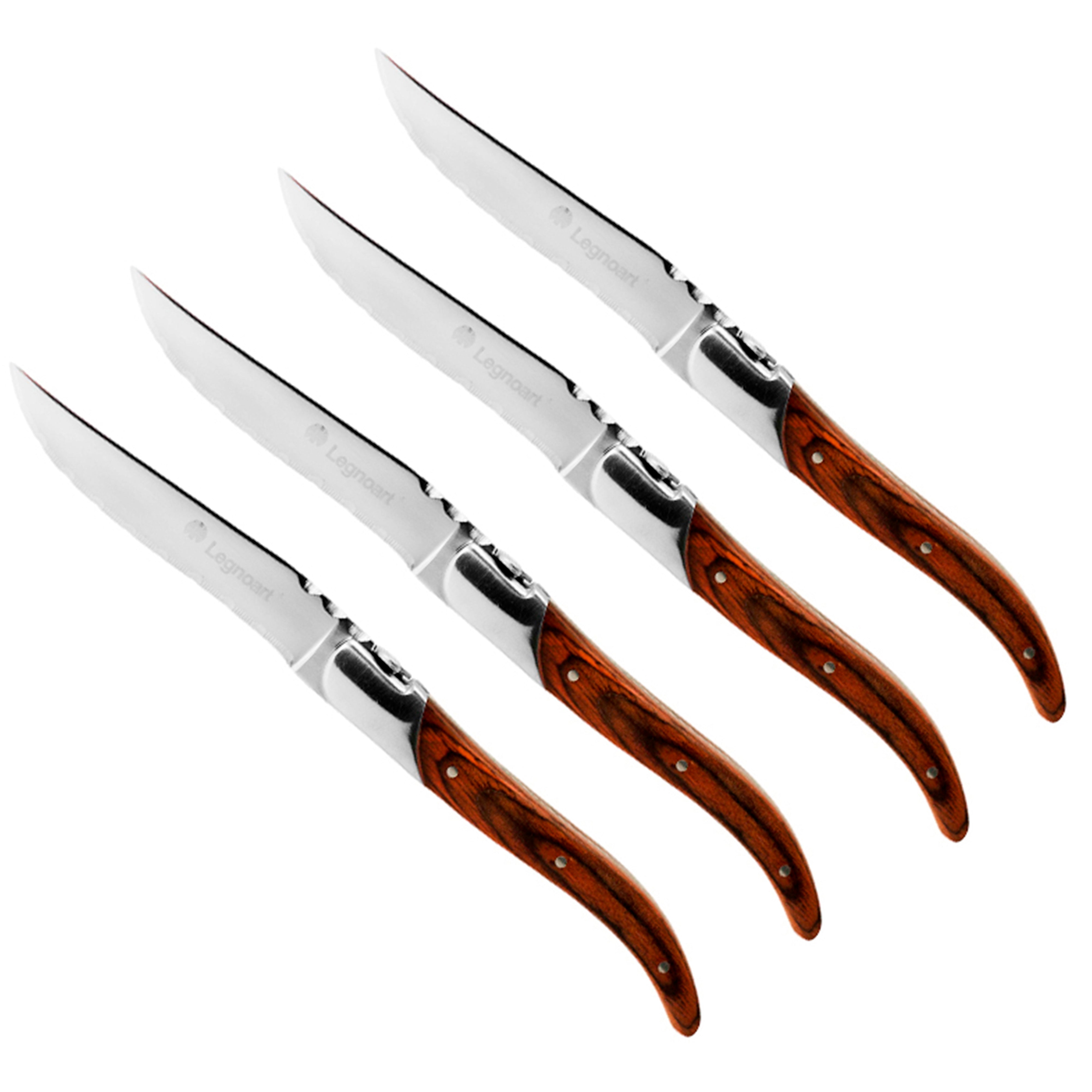 Legnoart Sirloin 4-Piece Steak Knife Set with Light Wood Handle