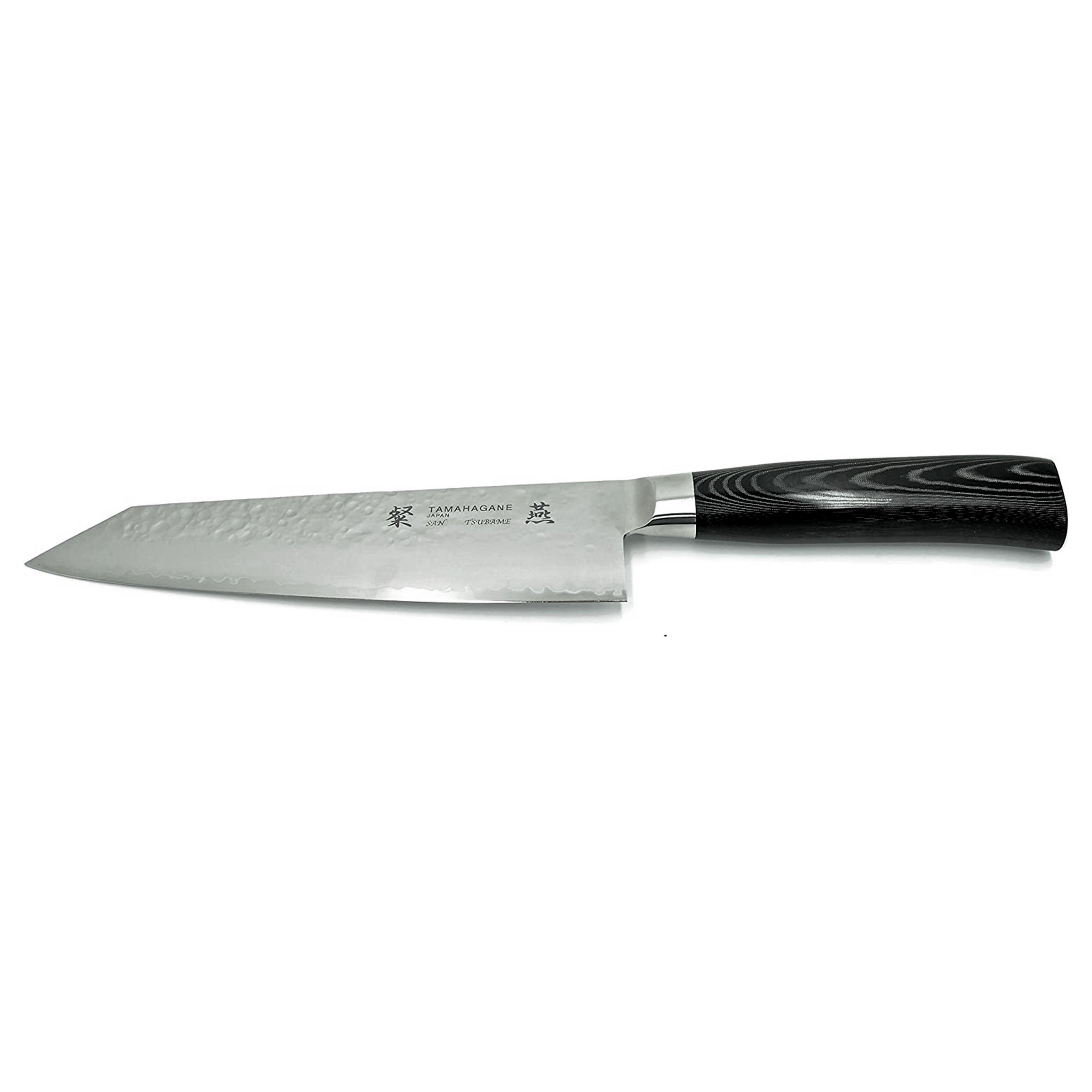 Tamahagane San Tsubame 3-ply Special Steel Chef's Knife with Black Mikarta Handle, 7.5-Inches