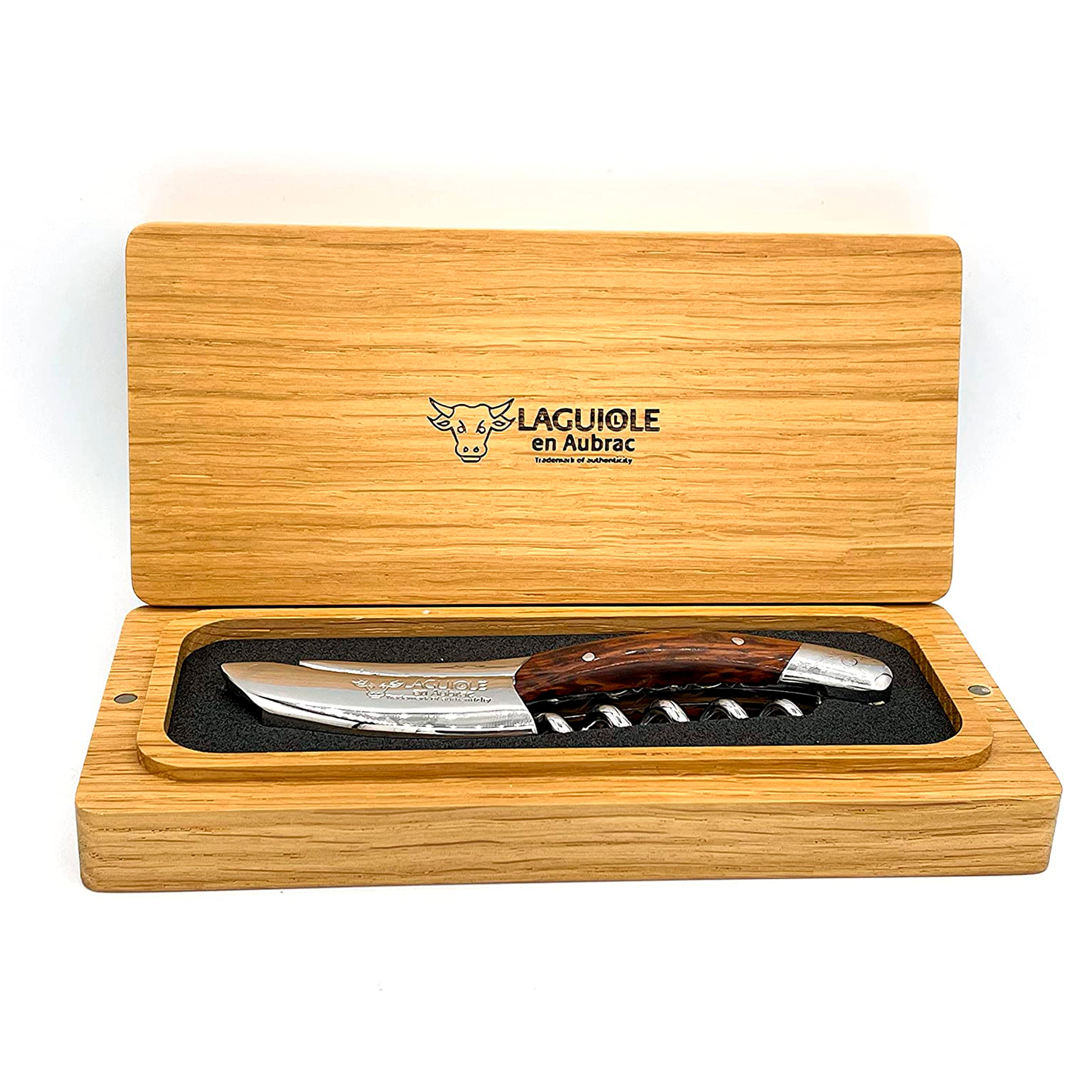 Laguiole en Aubrac DeLuxe Sommelier Corkscrew Wine Opener #8, With Amourette Snake Wood Handle