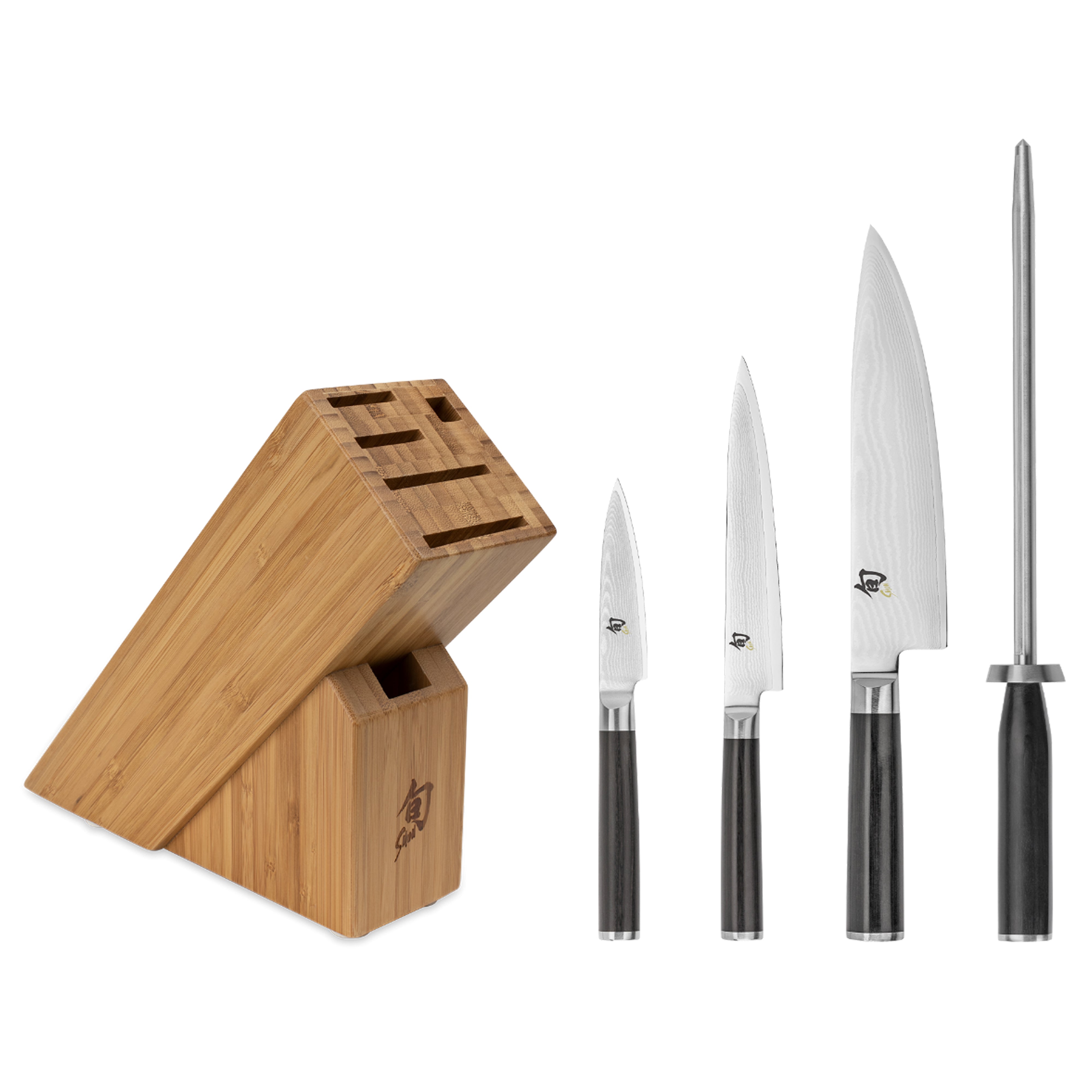 Shun Classic Damascus Steel 5-Piece Knife Block Set