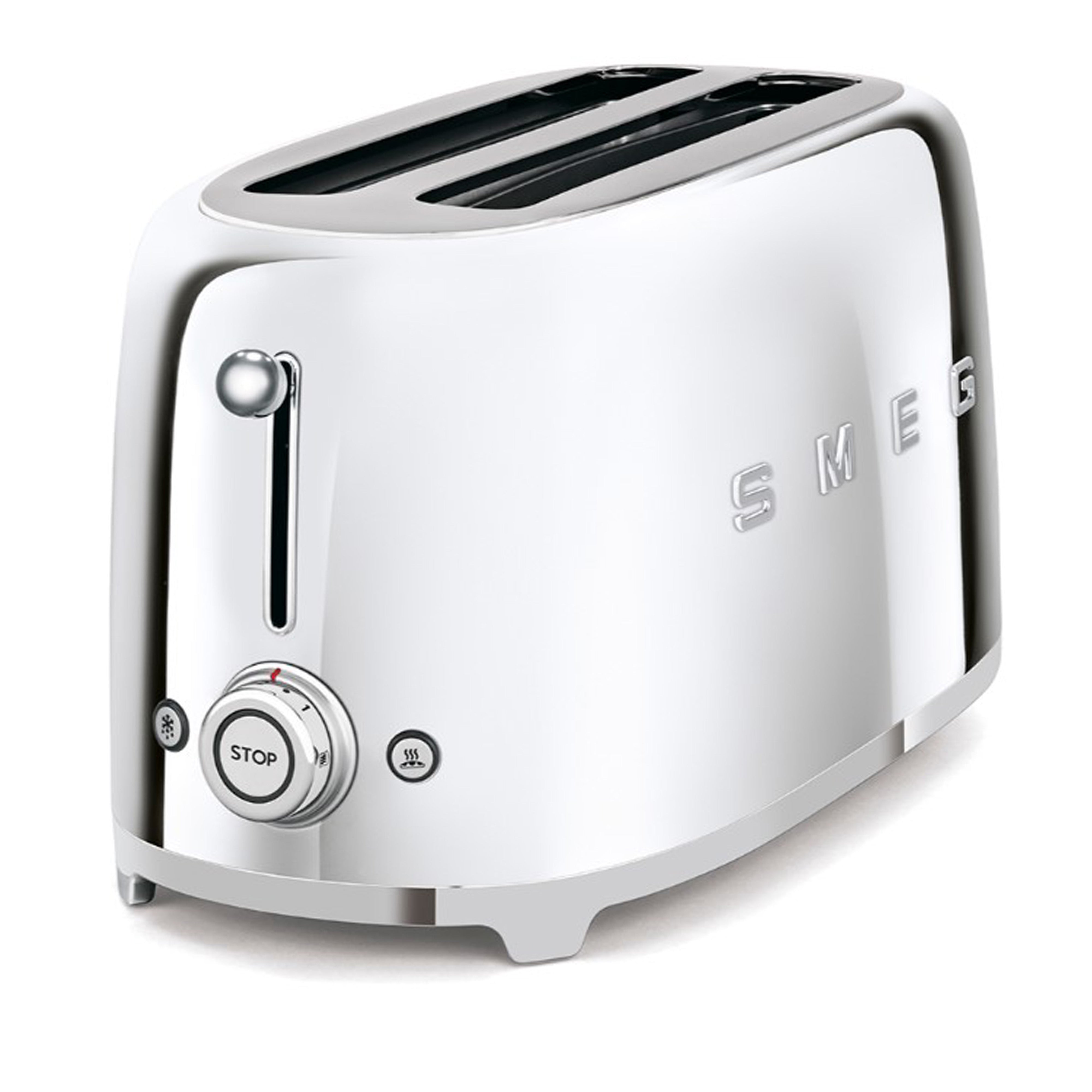 Smeg 50's Retro Style Aesthetic 4x2 Slice  Stainless Steel Toaster